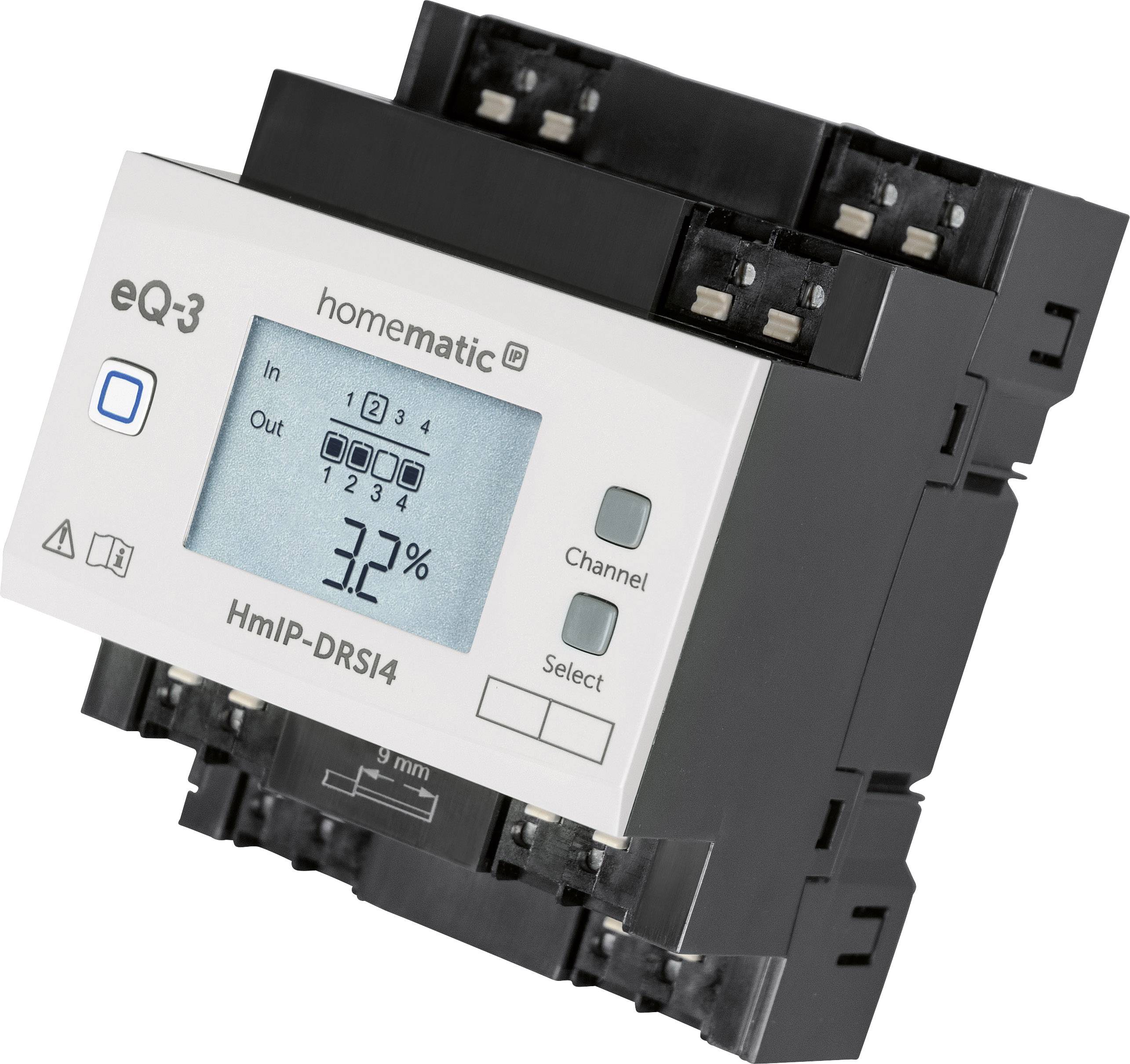 Boîtier électronique de commande avec écran, affichant '3,2%'. Touches 'Channel' et 'Select' présentes, probablement pour la configuration de l'appareil.