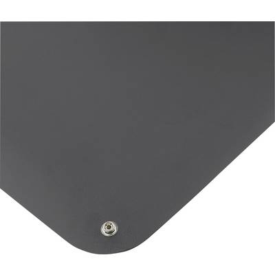 Un objet rectangulaire gris avec une boucle métallique dans un coin, probablement une partie d'un produit plus grand comme une couverture ou une bâche.