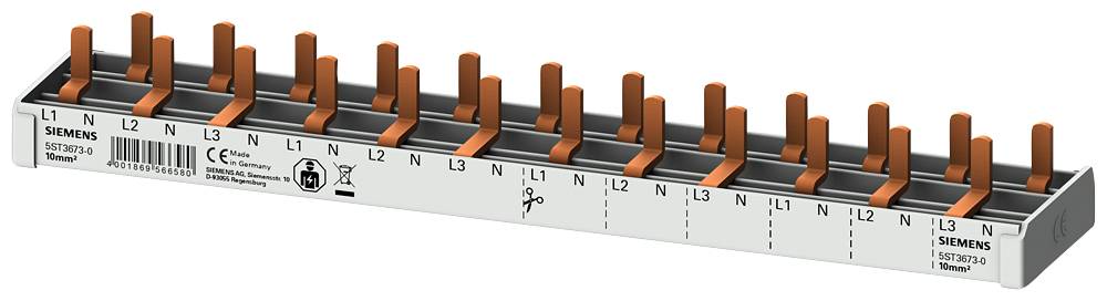 Siemens 5ST36730 Rail de stylet compact, connecteur 10mm2 3p/N 12x appareil compact 1 TE Rail collecteur Nbr de rangées -1