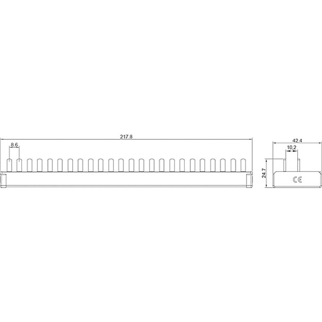 Siemens 5ST36730 Rail de stylet compact, connecteur 10mm2 3p/N 12x appareil compact 1 TE Rail collecteur Nbr de rangées -3