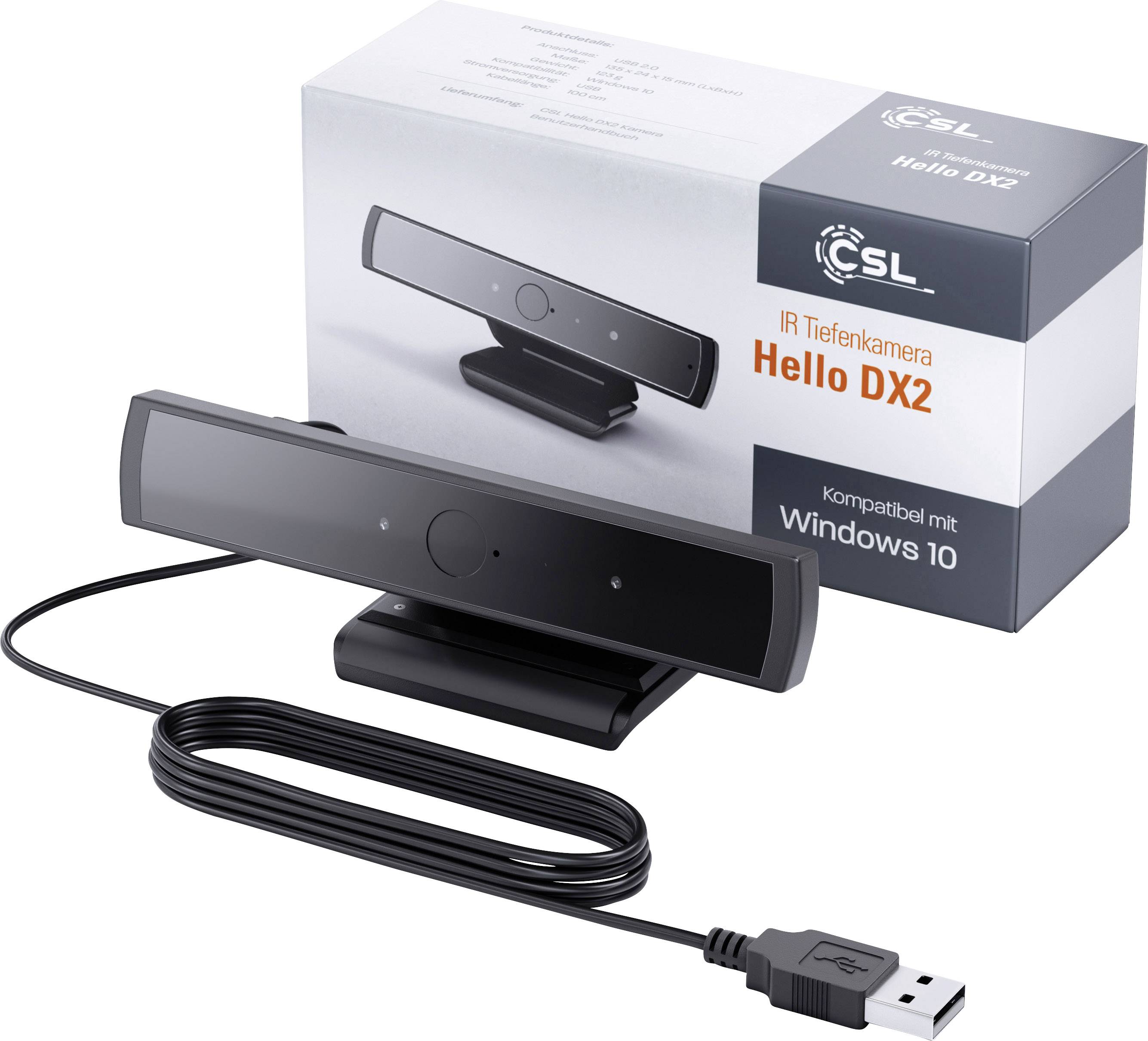 Webcam HD CSL Computer 1280 x 720 Pixel pour Windows Hello, support à pince, pied de support-1