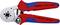 Pince à sertir avec poignée rouge et bleue, adaptée pour les câbles de 0,08-16 mm². Le nom du fabricant et le numéro de modèle sont imprimés.