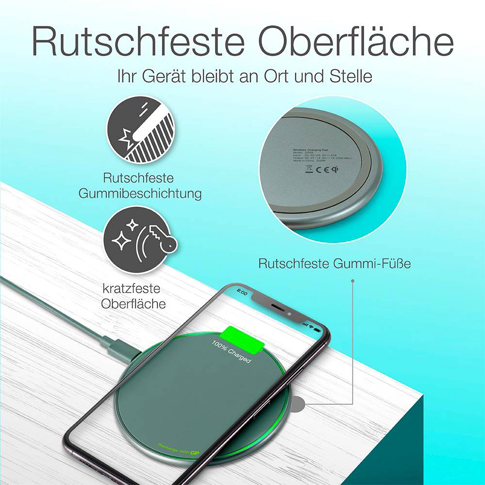 Image du symbole pour GP Chargeur à induction GPWGQP0AGYUSB729 GPWGQP0AGYUSB729 Sorties standard Qi gris foncé