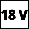 Signe '18V' en écriture noire sur fond blanc, entouré d'un cadre noir, probablement comme indication de tension.