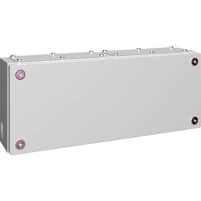 Un boîtier rectangulaire en métal argenté avec six vis aux coins. Aucune inscription ou indication visible.