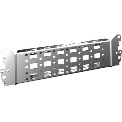 Support métallique avec des ouvertures rectangulaires et circulaires. Utilisé pour la fixation ou le positionnement de composants dans des dispositifs techniques.