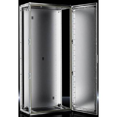 Un armoire de réseau ou de serveur ouvert et vide, avec des surfaces métalliques, adapté pour accueillir des équipements électroniques.