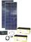 'Kit complet de système solaire avec deux panneaux solaires, deux batteries, un régulateur de charge et des câbles de connexion pour la production d'énergie.'