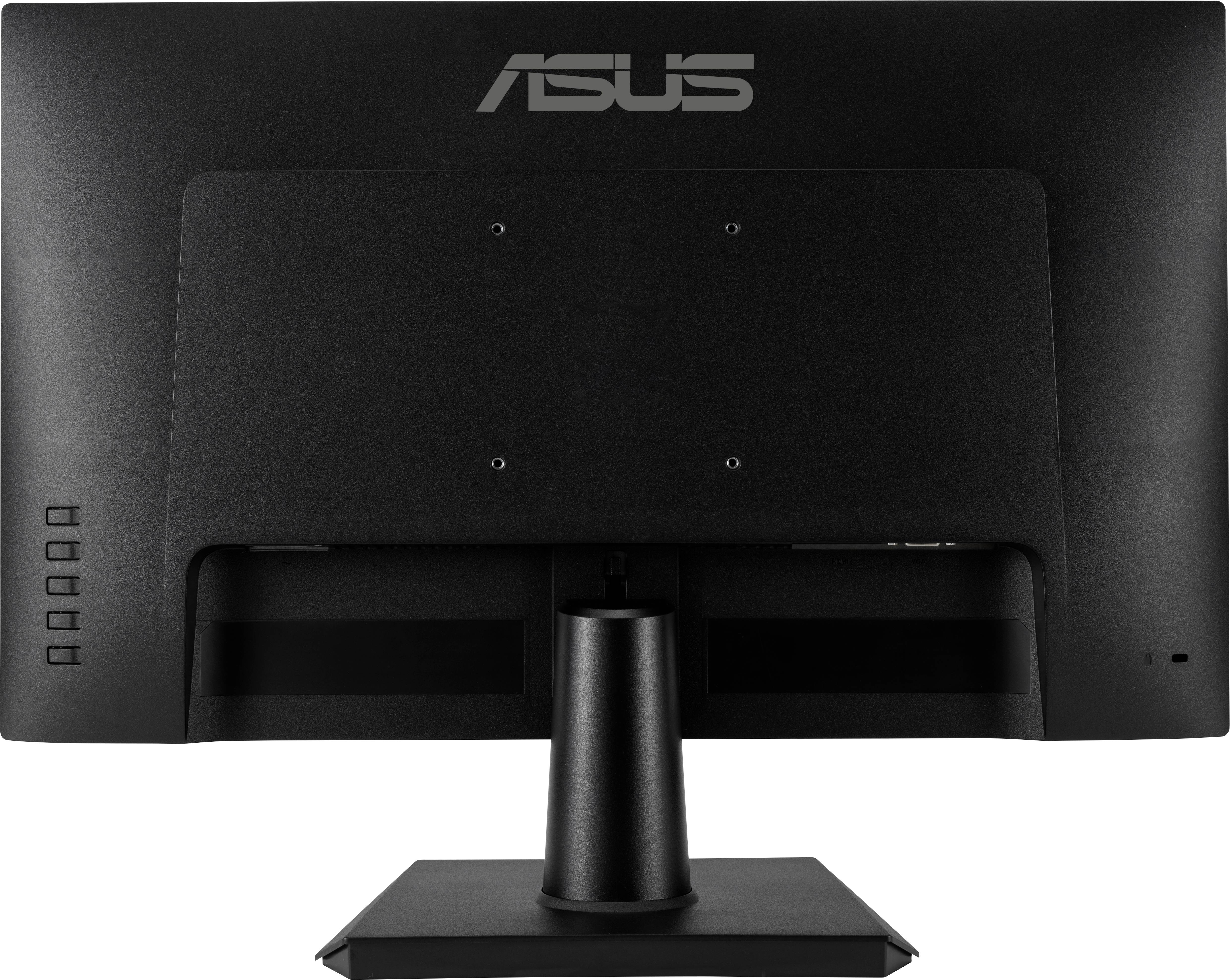 Dos d'un moniteur noir avec le logo ASUS en haut. Plusieurs ports de connexion sont visibles sur les côtés.