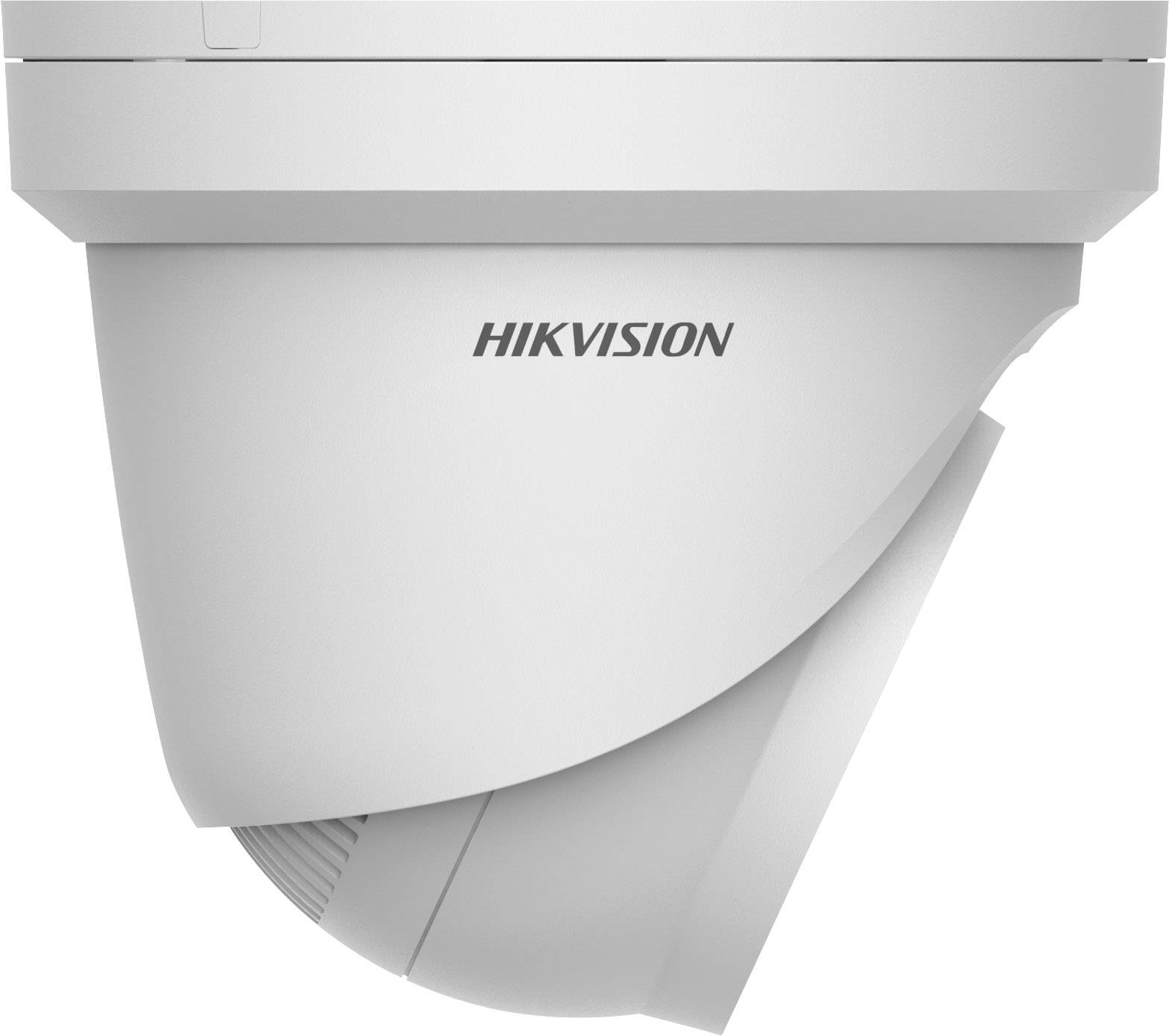 Une caméra de surveillance blanche Hikvision au design moderne et arrondi.