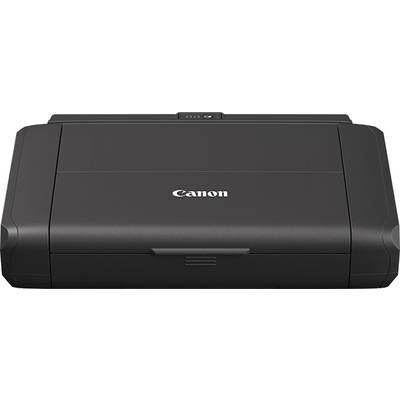 Un imprimante mobile Canon en position fermée. Compact et portable, adapté pour une utilisation nomade.