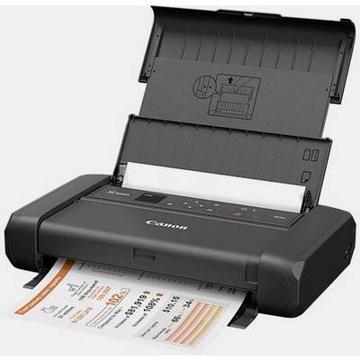 Une imprimante compacte et noire avec une feuille de papier imprimée qui en sort. Idéale pour une utilisation mobile ou pour les petits bureaux.