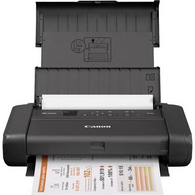 Imprimante portable avec bac à papier ouvert et un document en cours d'impression. Nom de la marque visible sur l'appareil.