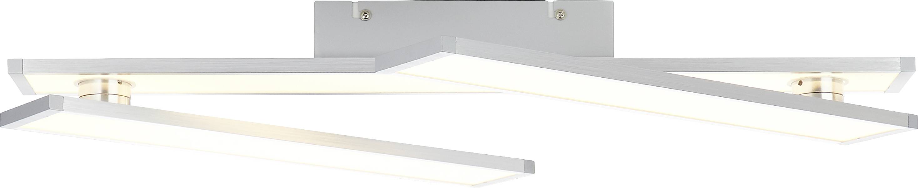 Plafonnier moderne avec deux luminaires LED rectangulaires parallèles dans un design minimaliste.