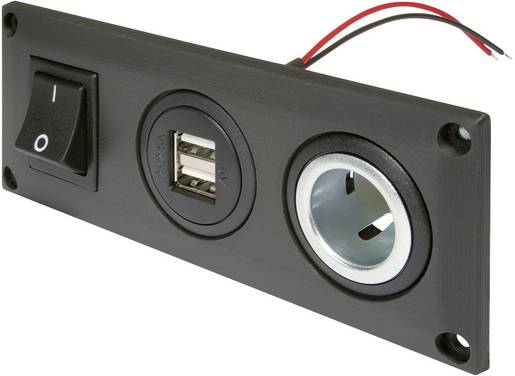 ProCar Prise de courant intégrée avec prise de courant USB-A double commutable + 1 prise de courant Charge de courant max=20 A   12 V, 24 V
