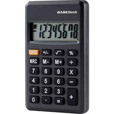 Basetech BT-CA-1008 Calculatrice de poche noir Ecran: 8 à pile(s) (l x H x  P) 89 x 59 x 11 mm - Conrad Electronic France