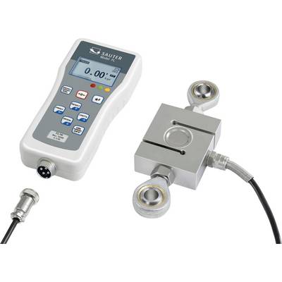 Appareil de mesure portable avec unité d'affichage et un capteur connecté, entouré de câbles et de connexions. Affiche les données de mesure sur l'écran numérique.