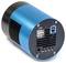 Un appareil cylindrique bleu-noir avec des fentes de ventilation et des connexions pour USB, alimentation électrique et autres ports à l'arrière.