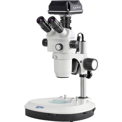 Microscope binoculaire avec tête d'objectifs rotative et support ajustable sur un socle stable. Utilisé dans les environnements de laboratoire.