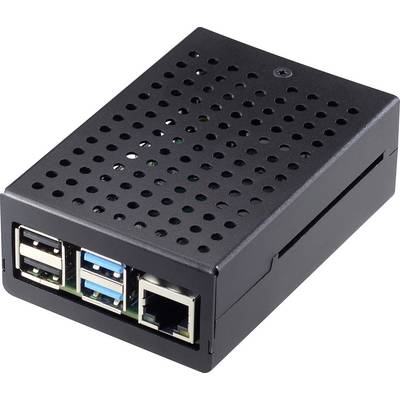 Boîtier noir, bien aéré, d'un mini-ordinateur avec plusieurs ports USB et un port Ethernet sur la façade.