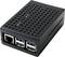 Petit ordinateur noir avec des trous d'aération, une connexion réseau et quatre ports USB à l'avant. L'appareil est destiné au traitement de données.