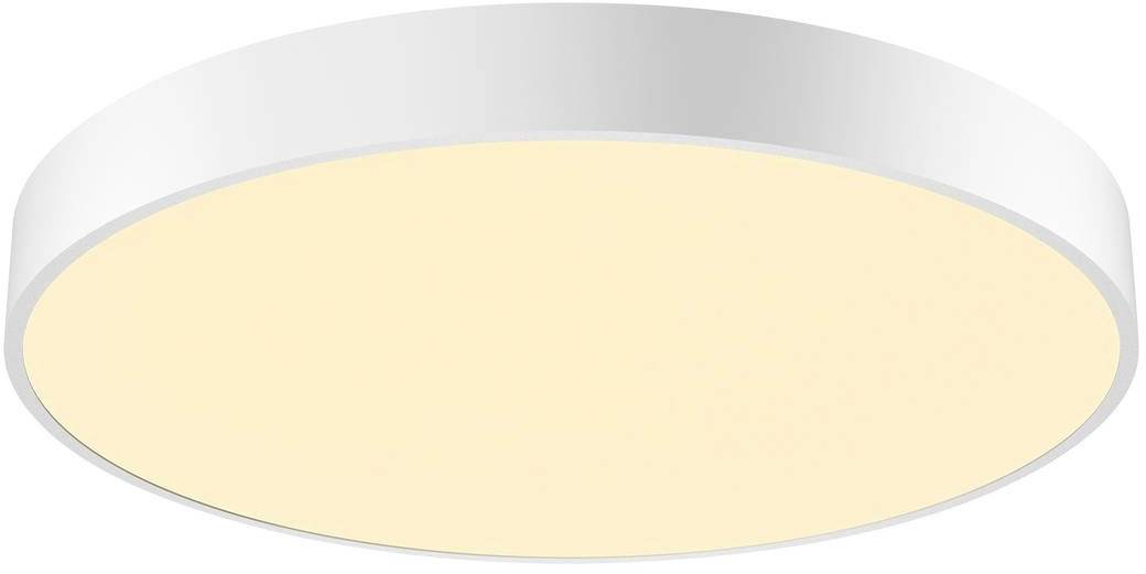 Luminaire plafonnier rond et plat, au design simple et moderne, avec un éclairage blanc chaud, adapté aux espaces de vie.
