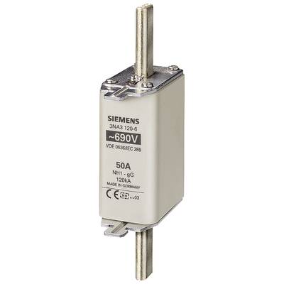 'Fusible NH Siemens 3NA3 120-6, 690V, 50A, VDE 0636/IEC 269, 120kA, fabriqué en Allemagne.'