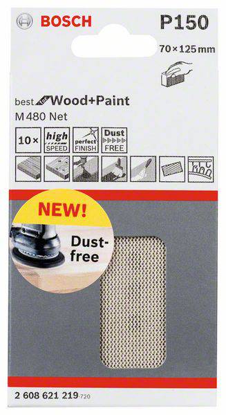 Bosch Accessories 2608621219 Feuille abrasive pour ponçage manuel Grain 150 (L x l) 125 mm x 70 mm 10 pc(s)-1