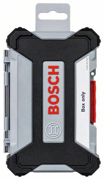 Bosch coffret à outils en plastique robuste, fermé, avec le logo Bosch rouge sur fond noir.