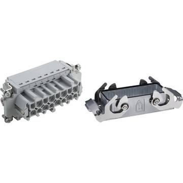 Connecteur à vis avec boîtier rectangulaire et bloc de bornes, utilisé pour les connexions électriques dans des applications industrielles.