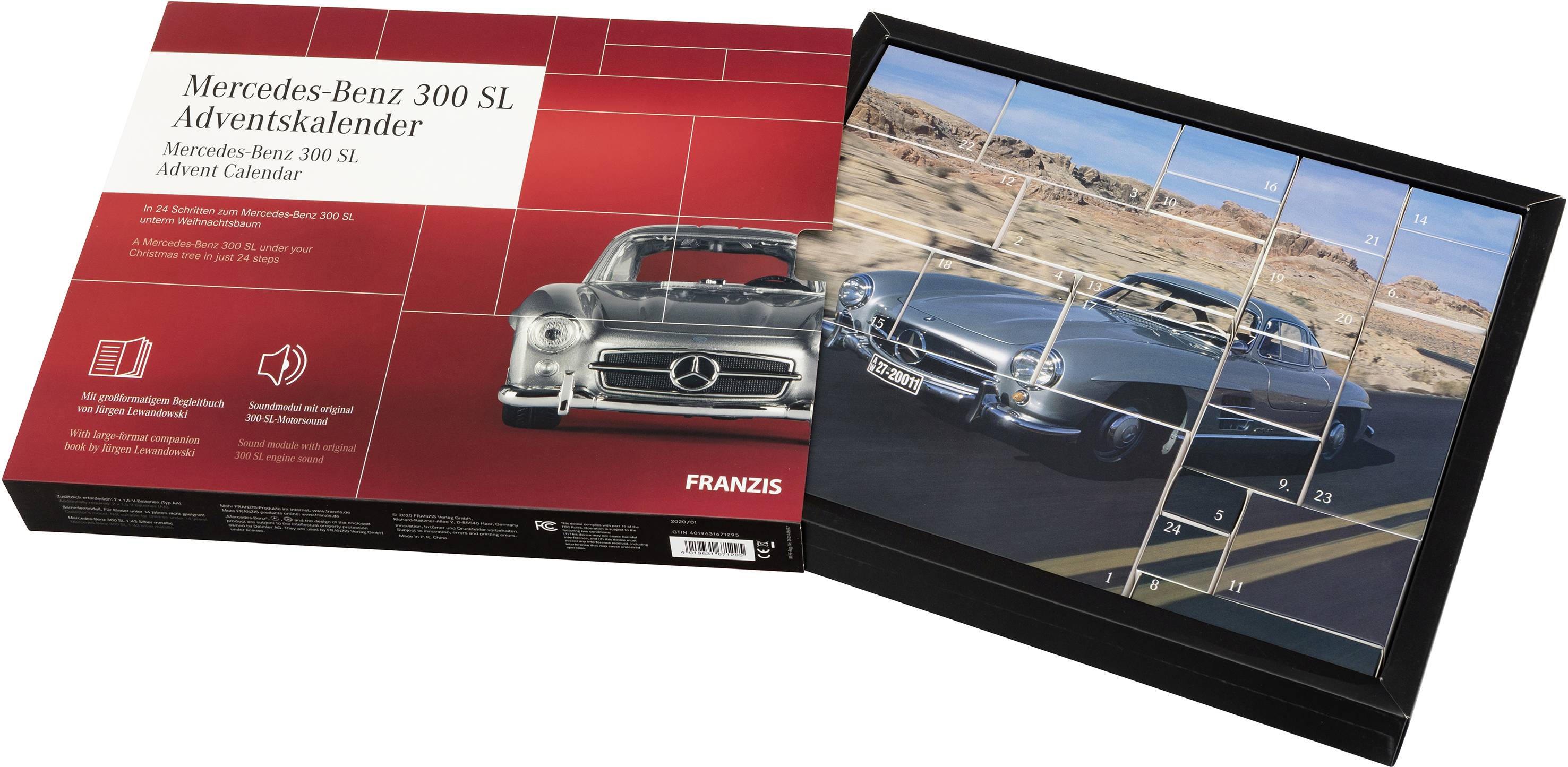 Franzis Verlag Mercedes-Benz 300 SL kit à monter, électronique, technique Calendrier de l'Avent Classe d'âge à partir de-4