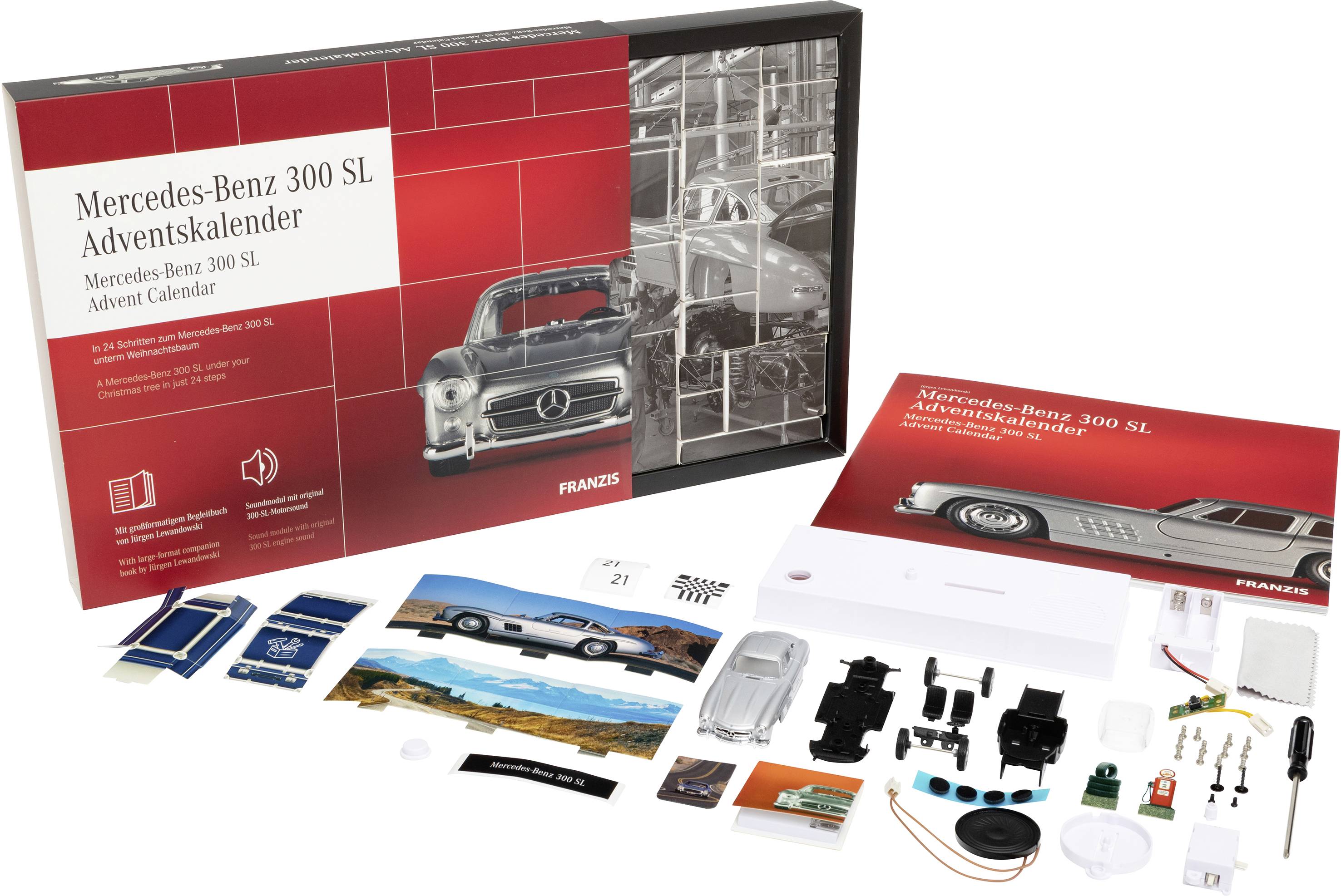Franzis Verlag Mercedes-Benz 300 SL kit à monter, électronique, technique Calendrier de l'Avent Classe d'âge à partir de-7