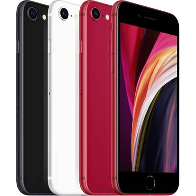 Trois smartphones de différentes couleurs sont alignés côte à côte : noir, blanc et rouge. Ils présentent leur face avant et arrière.