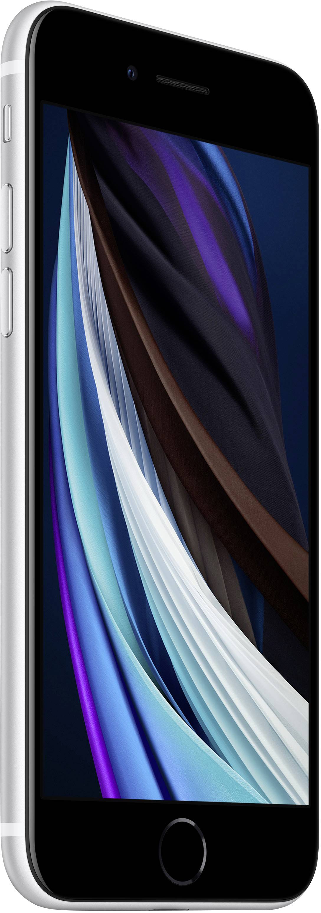 Un smartphone avec un cadre argenté, un écran noir et un bouton d'accueil en bas, présenté du côté droit.