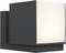 Un luminaire extérieur moderne de couleur gris foncé, au design carré, avec un éclairage diffus blanc chaud sur sa face avant.