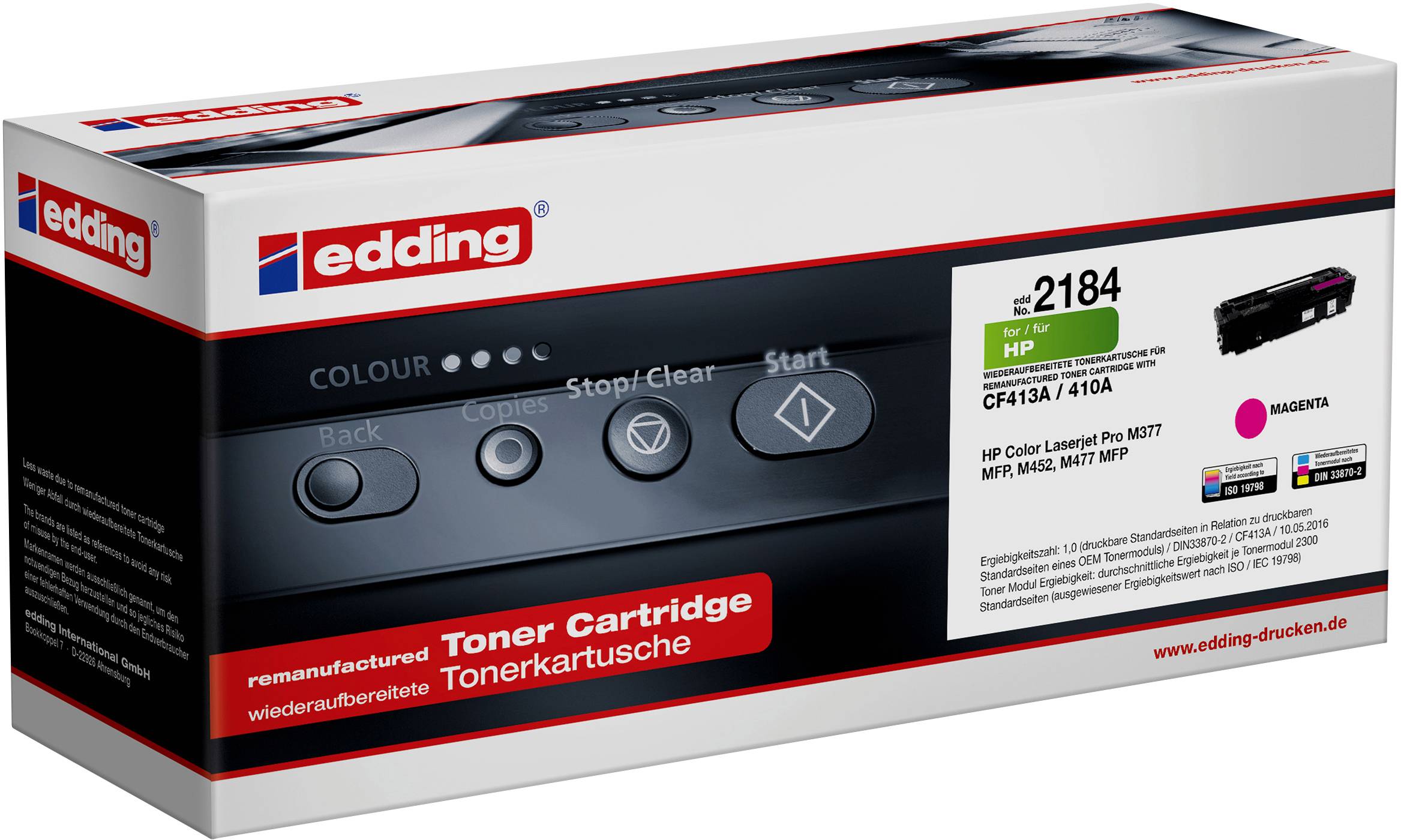Edding EDD-2184 Toner remplace HP 410A (CF413A) magenta 2600 pages compatible Cassette de toner