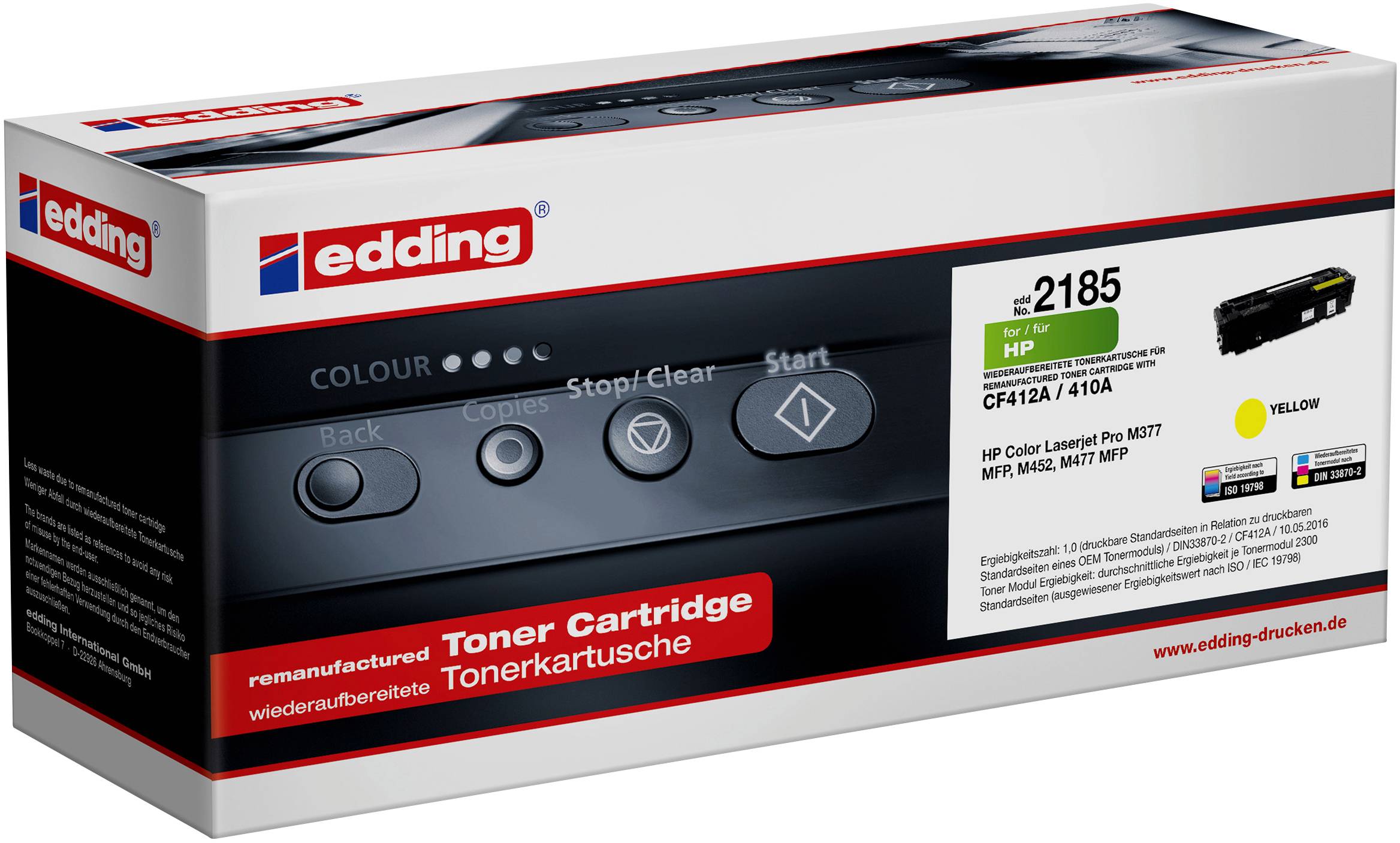 Edding EDD-2185 Toner remplace HP 410A (CF412A) jaune compatible Cassette de toner