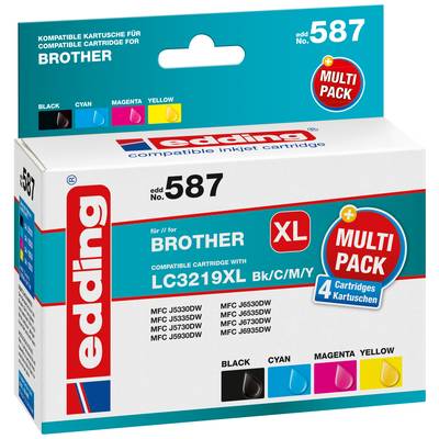 Edding Cartouche d'encre remplace Brother LC3219XL Bk/C/M/Y compatible pack  bundle noir, cyan, magenta, jaune EDD-587 18 – Conrad Electronic Suisse
