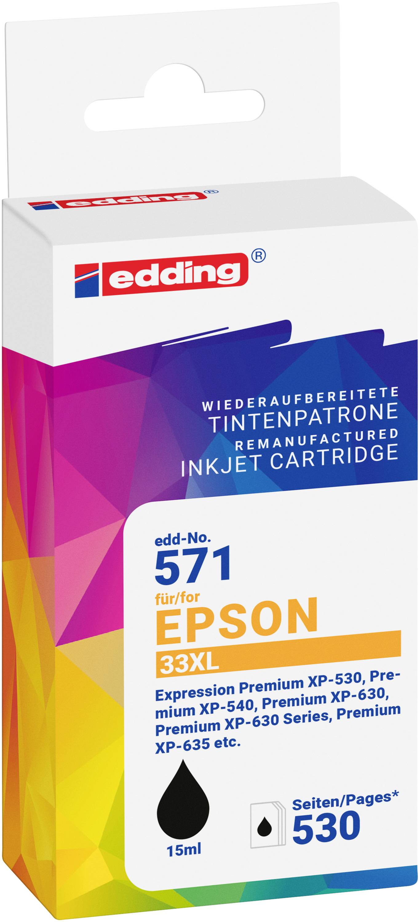 Edding Encre remplace Epson T33XL (T3351) compatible noir EDD-571 18-571-0