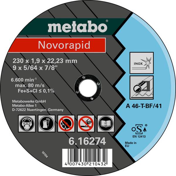 Metabo Novorapid 616274000 Disque à tronçonner 230 mm 25 pc(s) métal