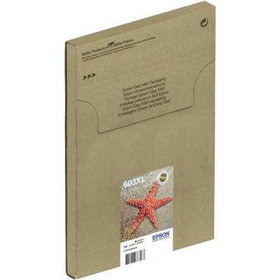 Carton d'expédition brun avec une image intégrée d'une étoile de mer, portant l'impression '603XL'. Informations de marque et de série sur le bord inférieur.