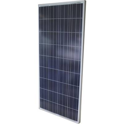 Un module solaire avec plusieurs cellules photovoltaïques bleu foncé dans un cadre rectangulaire en aluminium, destiné à convertir l'énergie solaire en électricité.