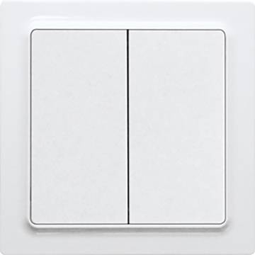 Un interrupteur double blanc sur un mur, prêt à être utilisé.