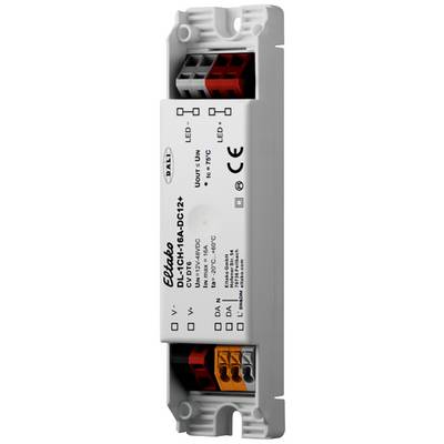 Un composant électrique avec des étiquettes indiquant la tension, la température et les informations du fabricant. Comprend des connexions pour LED et secteur.