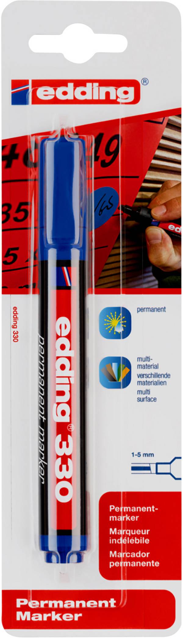 Edding Permanentmarker 4-330-1-1003 Marqueur permanent bleu résiste à l'eau: oui
