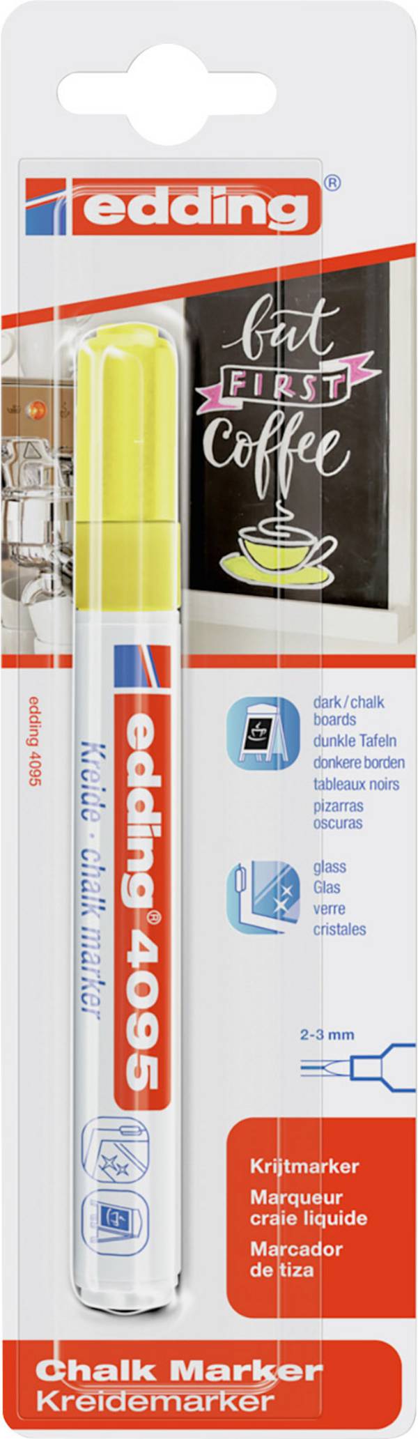 Edding 4095 4-4095-1-1065 Marqueur craie jaune fluorescent 4 mm, 15 mm