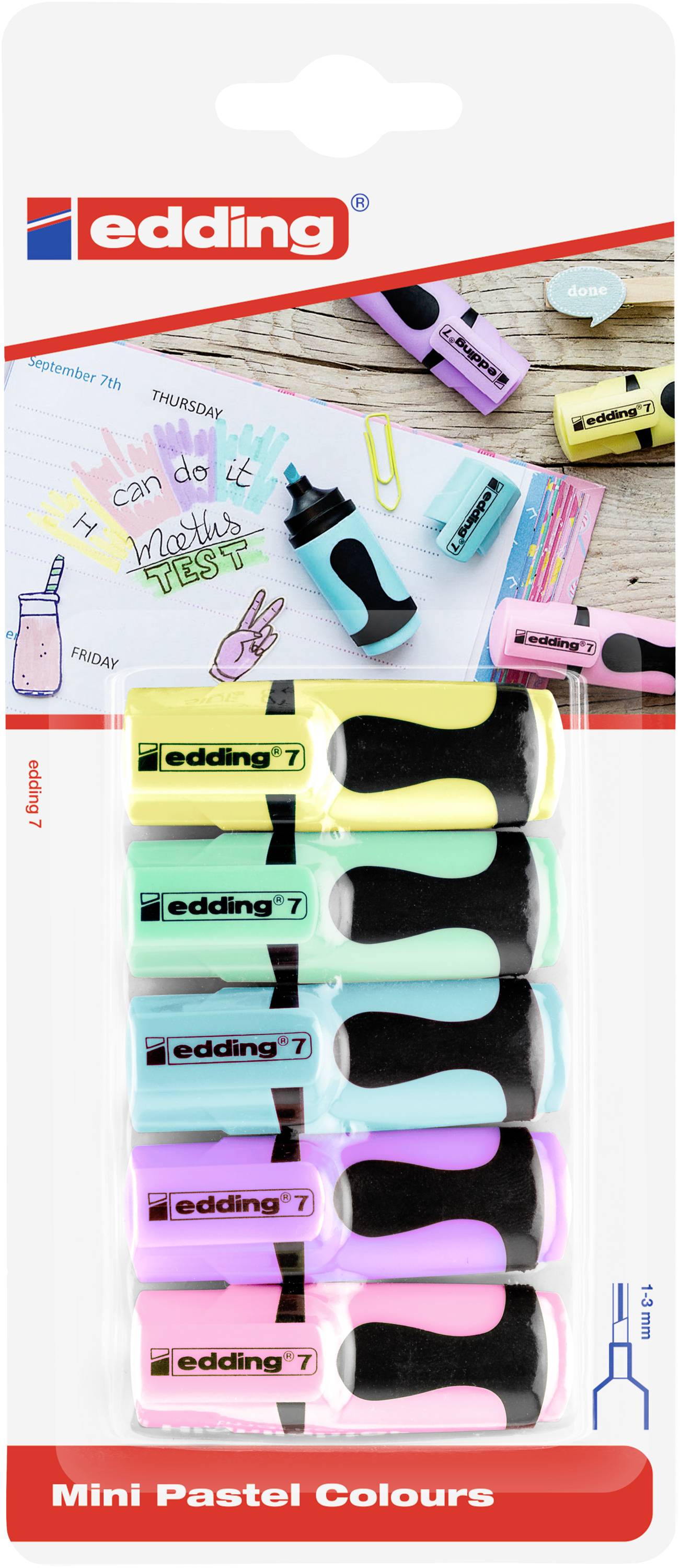 Edding Surligneur 7 Mini 4-7-5-1099 jaune, orange, rose, bleu clair, vert clair 1 mm, 3 mm 1 pc(s)-0