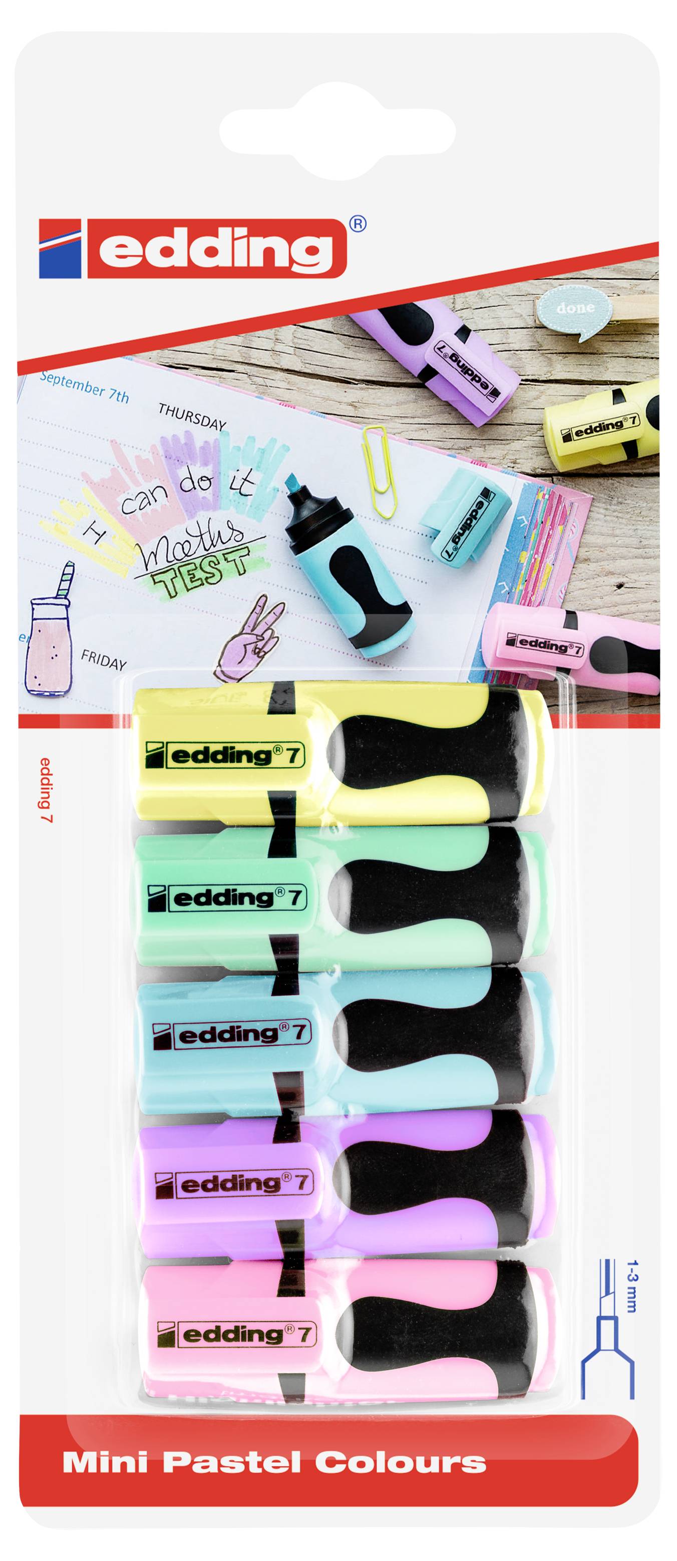 Edding Surligneur 7 Mini 4-7-5-1099 jaune, orange, rose, bleu clair, vert clair 1 mm, 3 mm 1 pc(s)-1