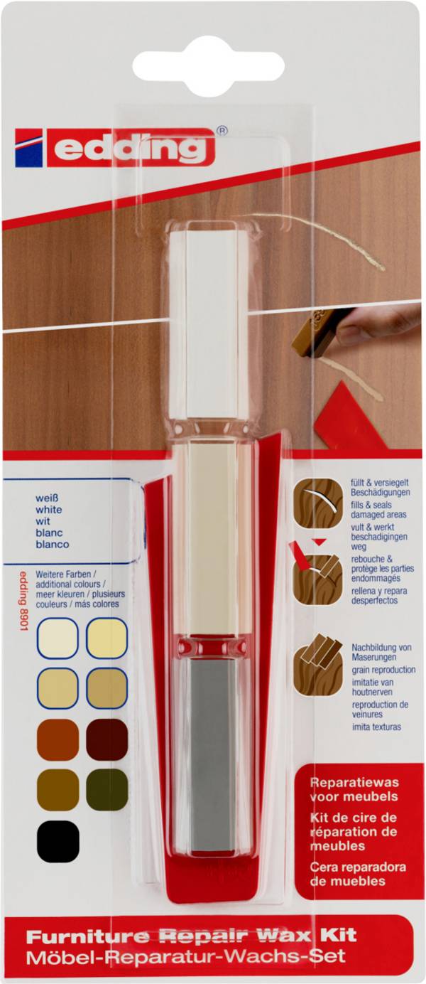 Edding 8901 4-8901-1-4049 Kit de cire de réparation pour meubles blanc