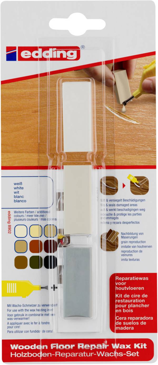 Edding 8902 4-8902-1-4049 Kit de cire de réparation parquet blanc